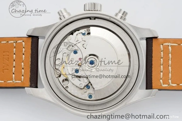 MIROTIME 0312 Bright Pilot Chrono SS AZF 1:1 Best Edition Green Dial on Brown Leather Strap A 7059